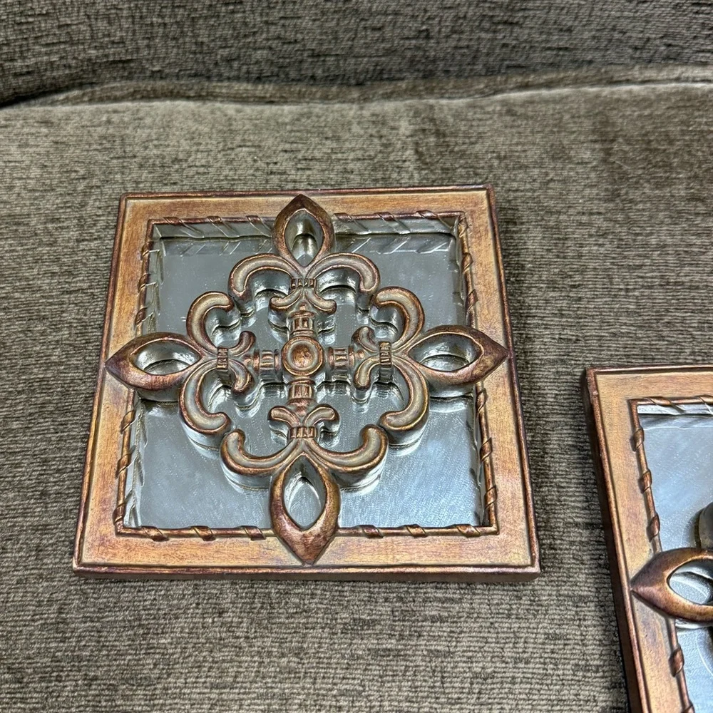 Pair of Ornate Decorative Square Wall Mirror Set 5”x 5”